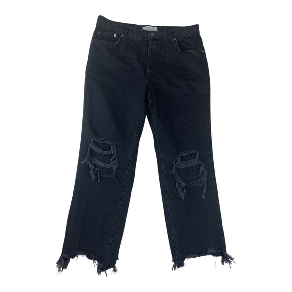 We the Free size 28 Black Distressed Wide Leg crop Jeans